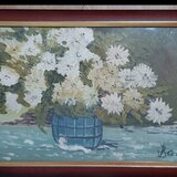 Pictura vaza cu flori albe,^ 26cm x 42cm